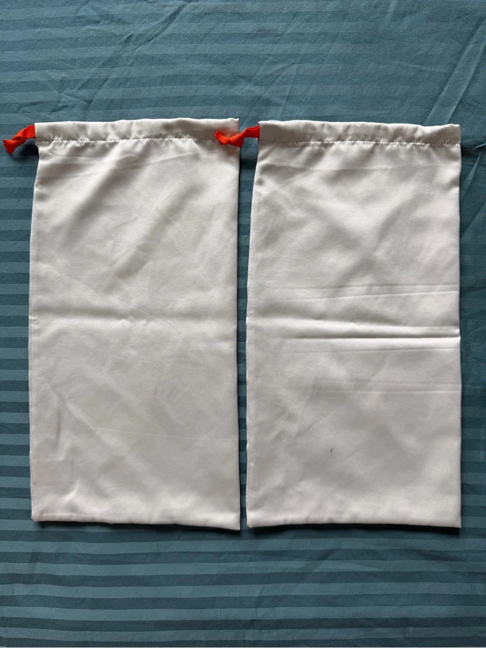 Santoni Shoe Dust Bags Set of 2 Cream Ivory Orange Drawstring
